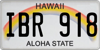 HI license plate IBR918