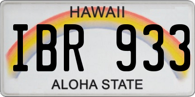HI license plate IBR933