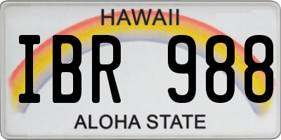 HI license plate IBR988