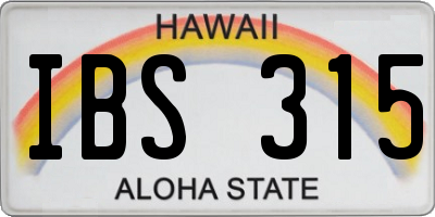 HI license plate IBS315