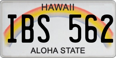 HI license plate IBS562