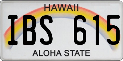 HI license plate IBS615