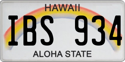 HI license plate IBS934