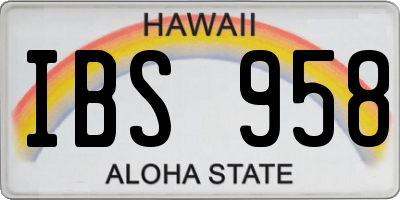 HI license plate IBS958