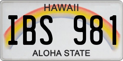 HI license plate IBS981