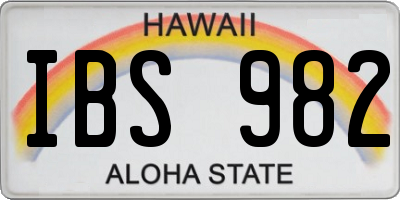 HI license plate IBS982