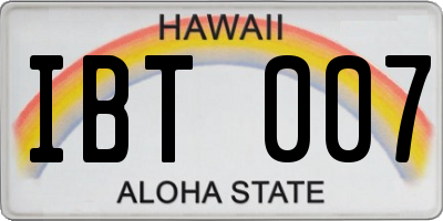 HI license plate IBT007