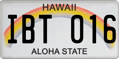 HI license plate IBT016