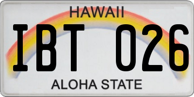 HI license plate IBT026