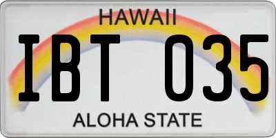 HI license plate IBT035