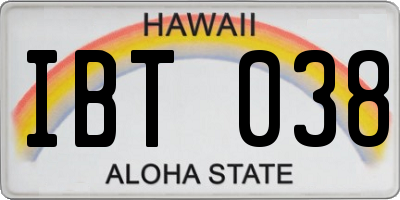 HI license plate IBT038