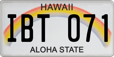 HI license plate IBT071