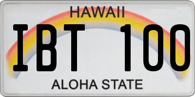 HI license plate IBT100