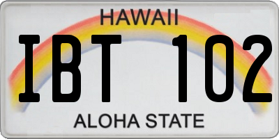 HI license plate IBT102