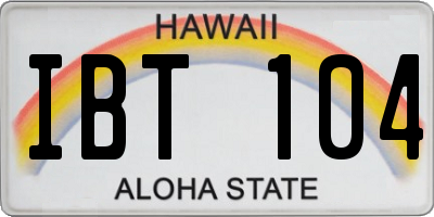 HI license plate IBT104
