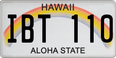 HI license plate IBT110