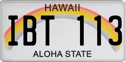 HI license plate IBT113