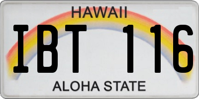HI license plate IBT116