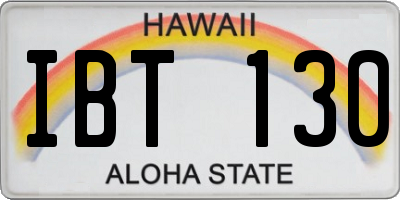 HI license plate IBT130