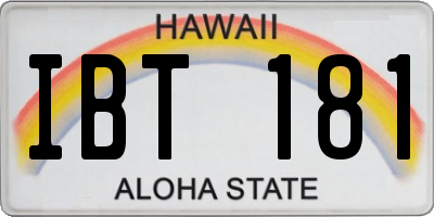 HI license plate IBT181