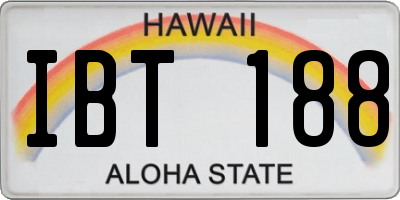 HI license plate IBT188