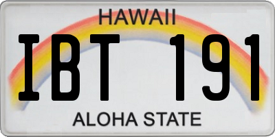 HI license plate IBT191