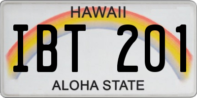 HI license plate IBT201