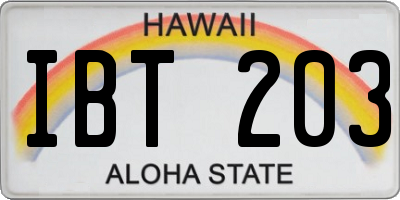 HI license plate IBT203