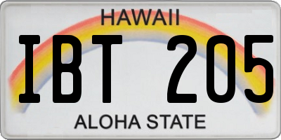 HI license plate IBT205