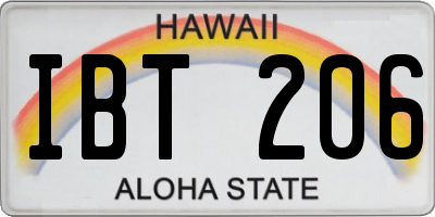 HI license plate IBT206