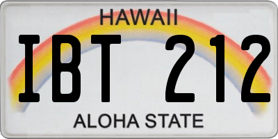 HI license plate IBT212