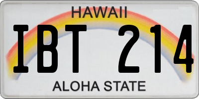 HI license plate IBT214