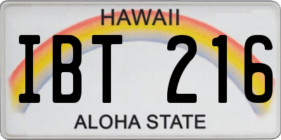 HI license plate IBT216