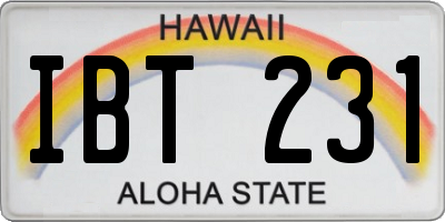 HI license plate IBT231