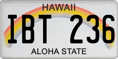 HI license plate IBT236