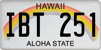 HI license plate IBT251