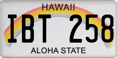 HI license plate IBT258