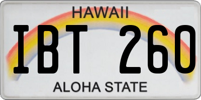 HI license plate IBT260