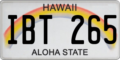 HI license plate IBT265