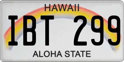 HI license plate IBT299