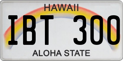 HI license plate IBT300