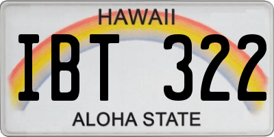 HI license plate IBT322