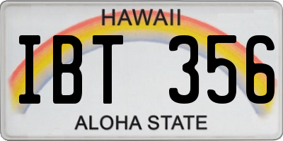 HI license plate IBT356