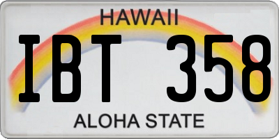HI license plate IBT358