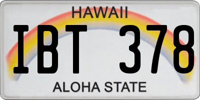 HI license plate IBT378