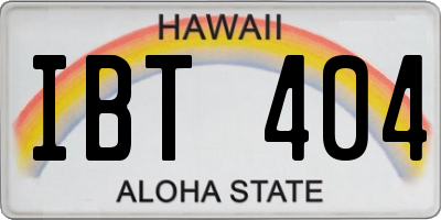 HI license plate IBT404