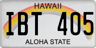 HI license plate IBT405