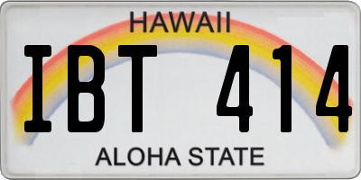 HI license plate IBT414