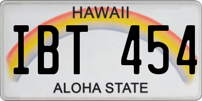 HI license plate IBT454