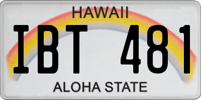 HI license plate IBT481